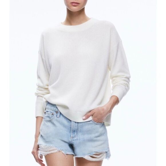 NWT Alice + Olivia 100% Cashmere Sea Glass Pullover Sweater Women's XS - Picture 2 of 12